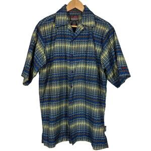 FUBU Button Down Shirt Short Sleeves All Over Print Casual Collar - M